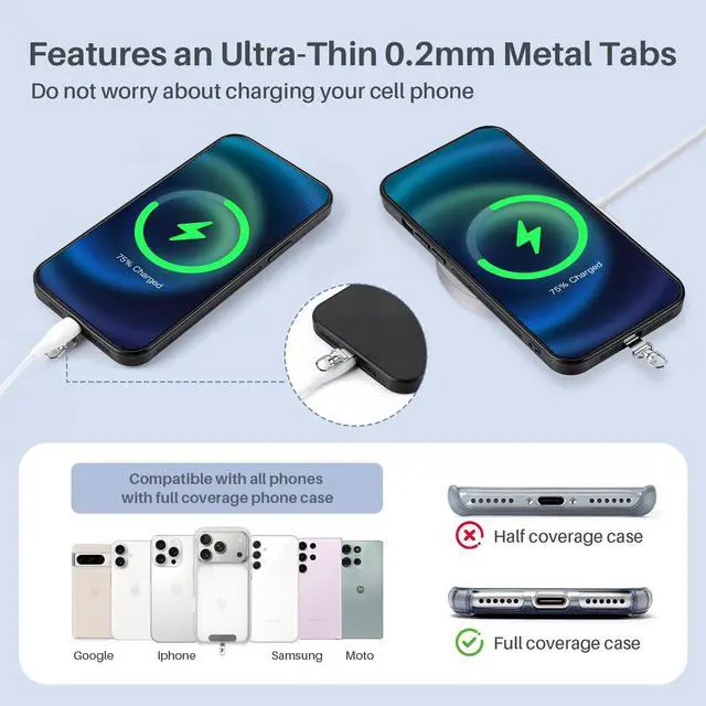 Alt view image 6 of 7 - Clip and Go Strap for Phone with Wallet Crossbody, Detachable Zippered RFID Wristlet Wallet, Adjustable Phone Lanyard & Ultra-Thin 360° Rotatable Metal Tabs for All Smartphones