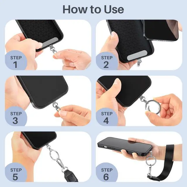 Alt view image 7 of 7 - Clip and Go Strap for Phone with Wallet Crossbody, Detachable Zippered RFID Wristlet Wallet, Adjustable Phone Lanyard & Ultra-Thin 360° Rotatable Metal Tabs for All Smartphones