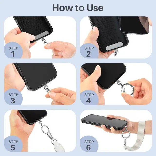 Alt view image 7 of 7 - Clip and Go Strap for Phone with Wallet Crossbody, Detachable Zippered RFID Wristlet Wallet, Adjustable Phone Lanyard & Ultra-Thin 360° Rotatable Metal Tabs for All Smartphones