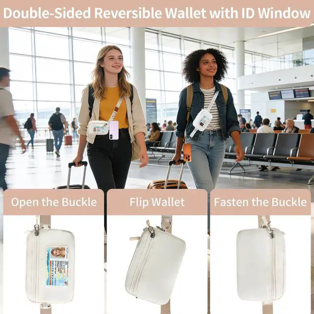 Alt view image 4 of 7 - Clip and Go Strap for Phone with Wallet Crossbody, Cell Phone Lanyard Crossbody for Women Men, Adjustable Strap with Detachable RFID Wristlet Wallet for Teacher (Beige)