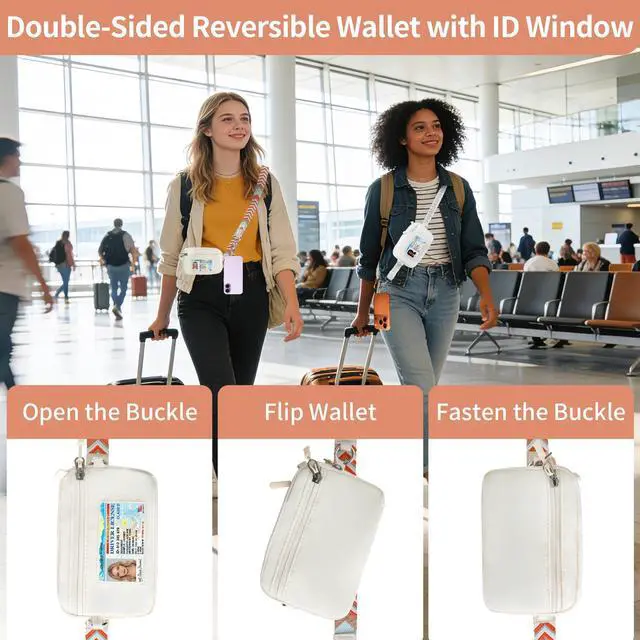 Alt view image 4 of 7 - Clip and Go Strap for Phone with Wallet Crossbody, Cell Phone Lanyard Crossbody for Women Men, Adjustable Lanyard with Detachable RFID Wristlet Wallet for Teacher (Orange White)