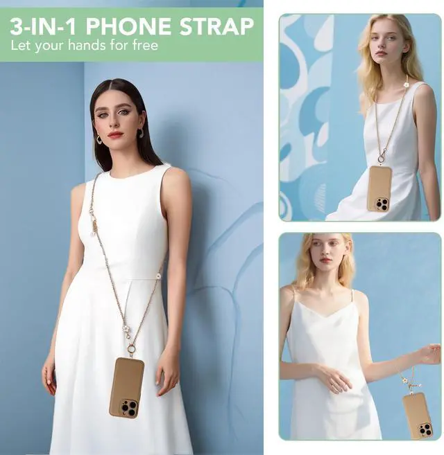 Alt view image 4 of 6 - 3-in-1 Versatile Phone Lanyard Crossbody,Cute Cell Phone Wristlet Strap with Wallet Pouch,Clip and Go Strap Chain for Phone