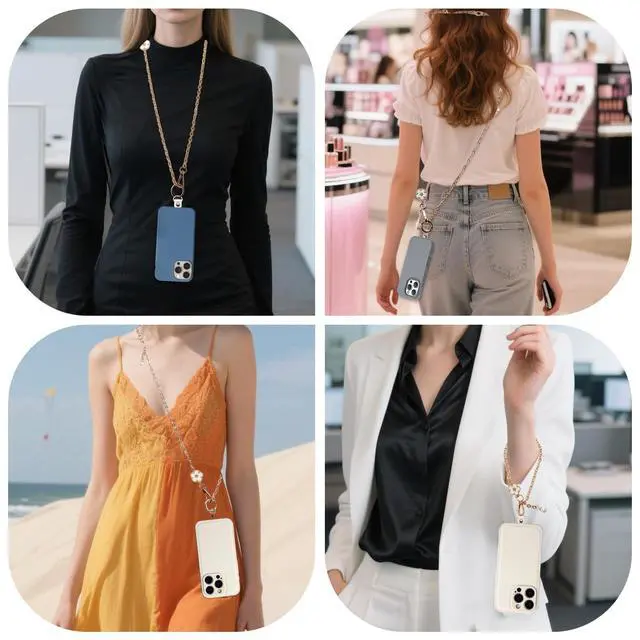 Alt view image 5 of 6 - 3-in-1 Versatile Phone Lanyard Crossbody,Cute Cell Phone Wristlet Strap with Wallet Pouch,Clip and Go Strap Chain for Phone