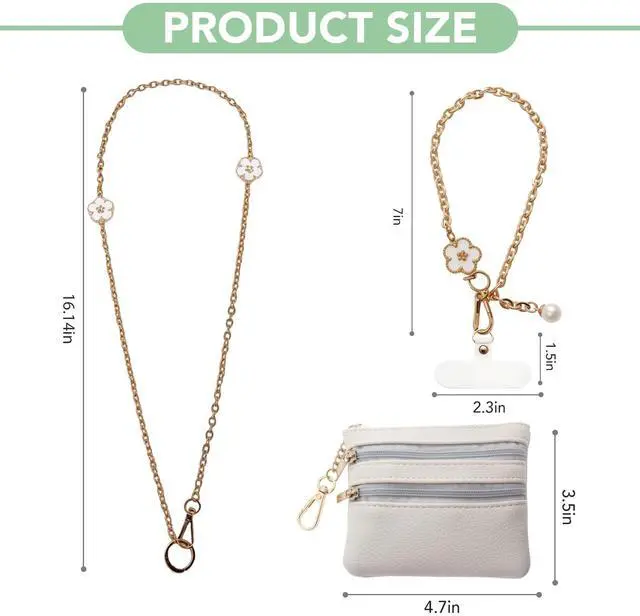 Alt view image 6 of 6 - 3-in-1 Versatile Phone Lanyard Crossbody,Cute Cell Phone Wristlet Strap with Wallet Pouch,Clip and Go Strap Chain for Phone