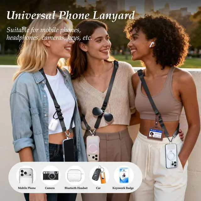 Alt view image 2 of 7 - Multifunctional Phone Lanyard, Cell Phone Universal Adjustable Anti-Theft Crossbody Phone Strap Fits Full-Cover Phone Cases, Portable Key Clip, Travel Essential