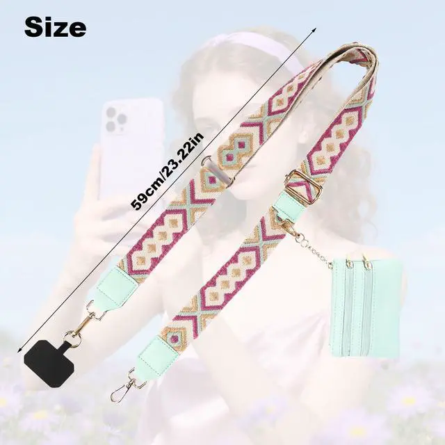 Alt view image 2 of 6 - Clip and Go Strap for Phone with Wallet Crossbody,Multifunction Phone Lanyard,Phone Strap with Zippered Wallet (Green)