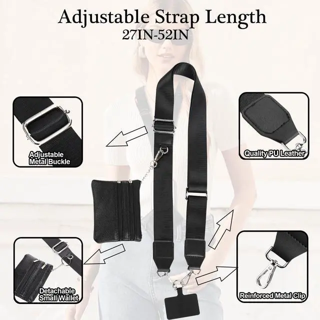 Alt view image 2 of 5 - Phone Lanyard Crossbody with Detachable Wallet 2-in-1 Cell Phone Purse Strap, Adjustable Security Crossbody Phone Wallet for Women, Hands-Free for Travel, Work & Daily Use