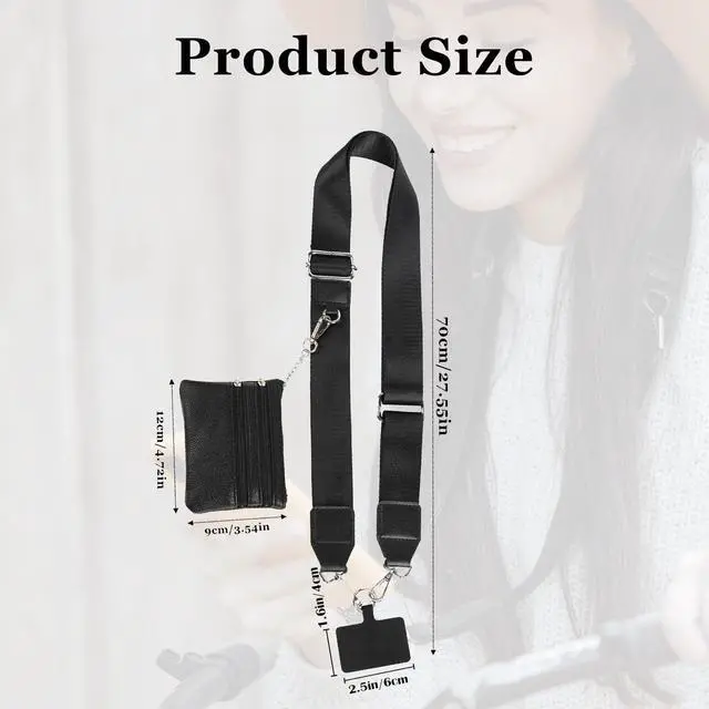 Alt view image 3 of 5 - Phone Lanyard Crossbody with Detachable Wallet 2-in-1 Cell Phone Purse Strap, Adjustable Security Crossbody Phone Wallet for Women, Hands-Free for Travel, Work & Daily Use
