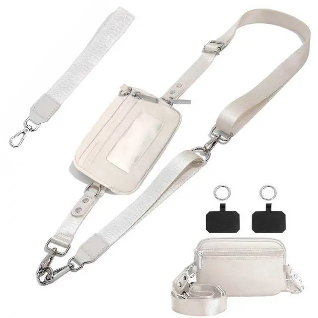 Main image of Clip and Go Strap for Phone with Wallet Crossbody,Phone Lanyard Detachable - Adjustable and Detachable RFID Wristlet Wallet for Keys/Cards(Beige