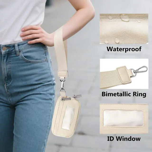 Alt view image 4 of 7 - Clip and Go Strap for Phone with Wallet Crossbody,Phone Lanyard Detachable - Adjustable and Detachable RFID Wristlet Wallet for Keys/Cards(Beige