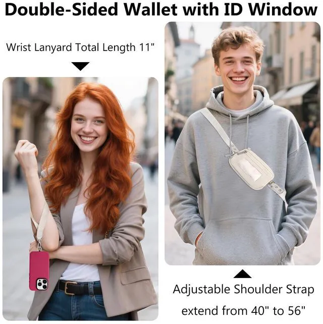 Alt view image 5 of 7 - Clip and Go Strap for Phone with Wallet Crossbody,Phone Lanyard Detachable - Adjustable and Detachable RFID Wristlet Wallet for Keys/Cards(Beige