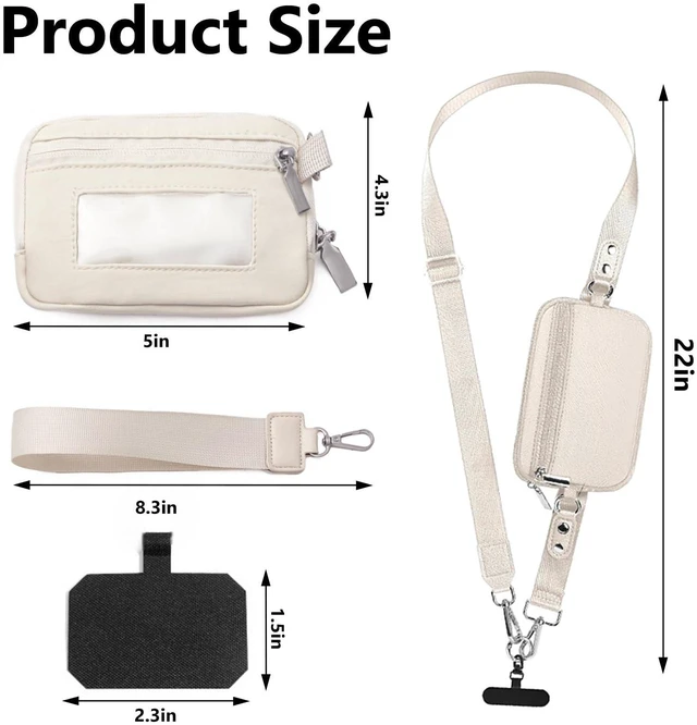 Alt view image 6 of 7 - Clip and Go Strap for Phone with Wallet Crossbody,Phone Lanyard Detachable - Adjustable and Detachable RFID Wristlet Wallet for Keys/Cards(Beige