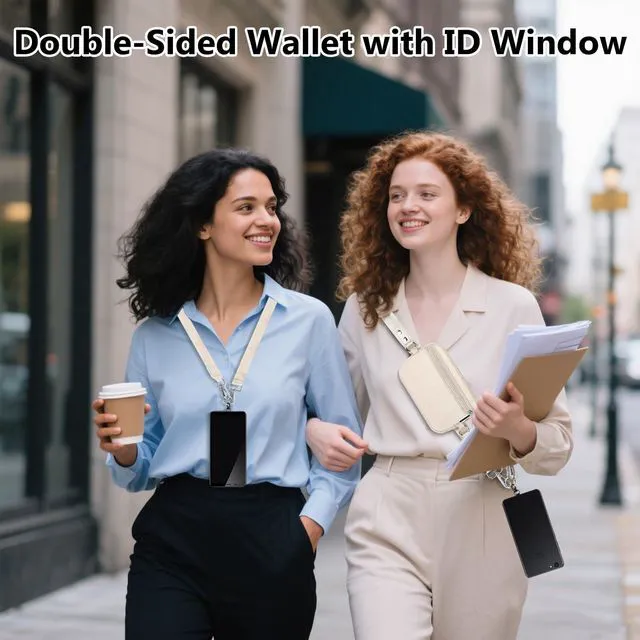 Alt view image 7 of 7 - Clip and Go Strap for Phone with Wallet Crossbody,Phone Lanyard Detachable - Adjustable and Detachable RFID Wristlet Wallet for Keys/Cards(Beige