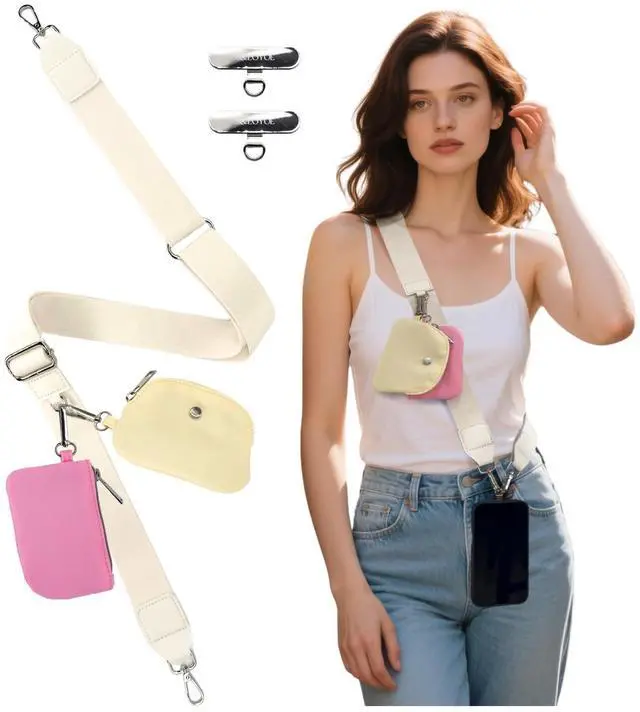 Main image of Clip and Go Phone Strap with Zipper Pouch (Off white)