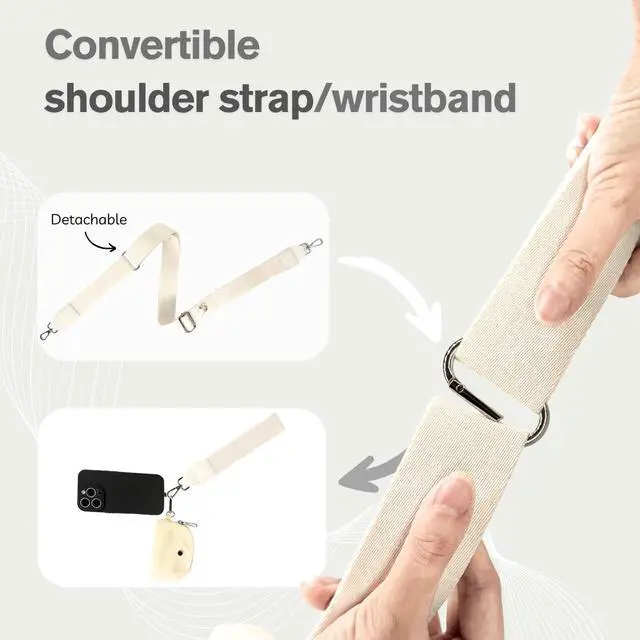 Alt view image 2 of 5 - Clip and Go Phone Strap with Zipper Pouch (Off white)