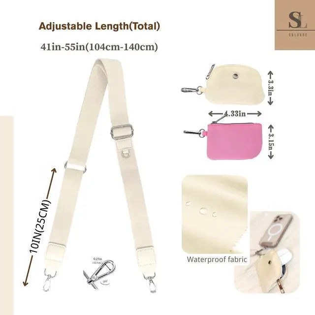 Alt view image 3 of 5 - Clip and Go Phone Strap with Zipper Pouch (Off white)