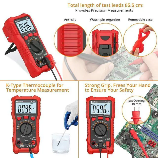 Alt view image 5 of 7 - 6000 Counts True RMS Digital Multimeter,Auto Range Multimeter with NCV,AC/DC Voltage Current Resistance Capacitance Frequency Temperature Duty Cycle Voltmeter for Home Automotive Electrician