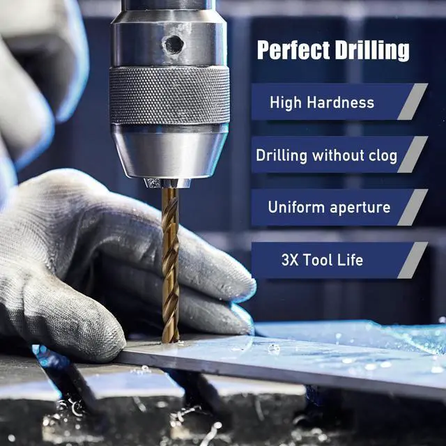 Alt view image 6 of 7 - 13pcs Cobalt Drill Bits Set, M35 High Speed Steel 135 Degree Tip Twist Jobber Drill Bits Set for Hardened Metal Stainless Steel Cast Iron Wood Plastic with Index Storage Box (1/16"-1/4")