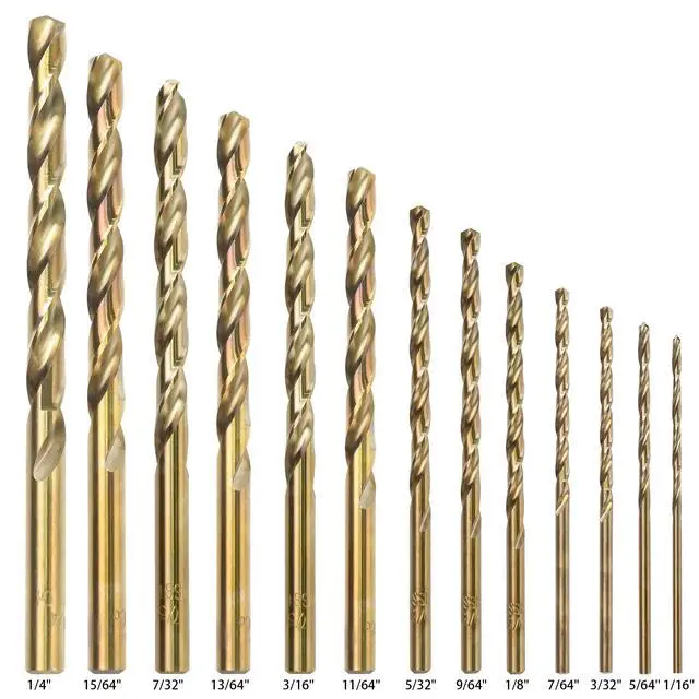 Alt view image 2 of 7 - 13Pcs Cobalt Drill Bits Set, M35 HSS 135 Degree Tip, Twist Jobber Length Drill Bit Kit for Hardened Metal, Cast Iron, Stainless Steel, Plastic and Wood with Storage Case 1/16"-1/4"
