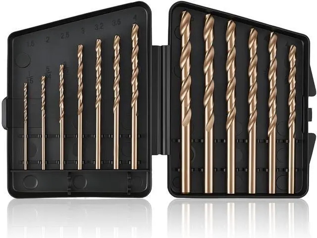 Main image of 13pcs Cobalt Drill Bit Set, M35 High Speed Steel Drill Bit Set (1/16"-1/4") for Hardened Metal, Stainless Steel, Cast Iron and Wood Plastic with Indexed Storage Case