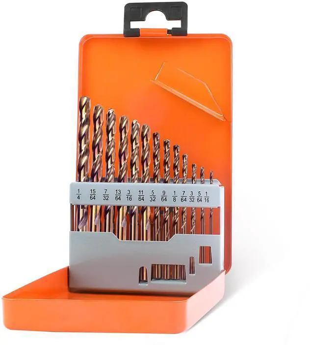 Main image of 13PCS Cobalt Drill Bit Set(1/16"-1/4"), M35 High Speed Steel, 135 Degree Tip, Twist Jobber Length Drill Bits Set for Hard Metal, Stainless Steel, Cast Iron and Wood with Metal Storage Case
