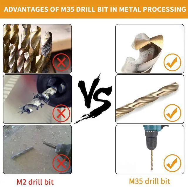 Alt view image 4 of 7 - 13PCS (1/16"-1/4") Cobalt Drill Bit Set, M35 Jobber Length Twist Drill Bits,Suitable for Drilling in Hard Metal, Stainless Steel, Cast Iron