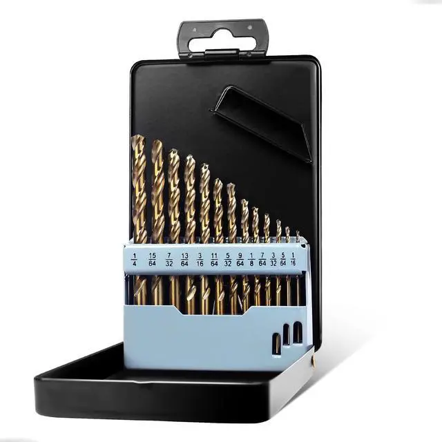 Main image of Drill Bit Set, 13pcs (1/16" - 1/4") M35 HSS Twist Cobalt Drill Bits for Stainless Steel, Hardened Steel, Cast Iron, Plastic and Wood