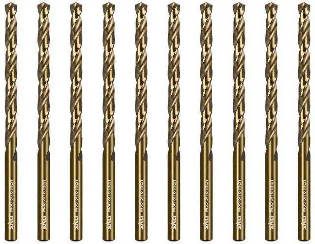 Main image of Cobalt Drill Bit Set, 10Pcs 3/16" M35 High Speed Steel Jobber Length Drill Bit Kit for Hardened Metal, Stainless Steel, Cast Iron, Wood and Plastic, with Index Storage Case