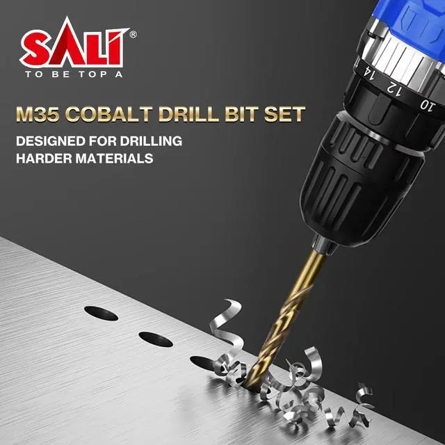 Alt view image 6 of 6 - Cobalt Drill Bit Set, 10Pcs 3/16" M35 High Speed Steel Jobber Length Drill Bit Kit for Hardened Metal, Stainless Steel, Cast Iron, Wood and Plastic, with Index Storage Case