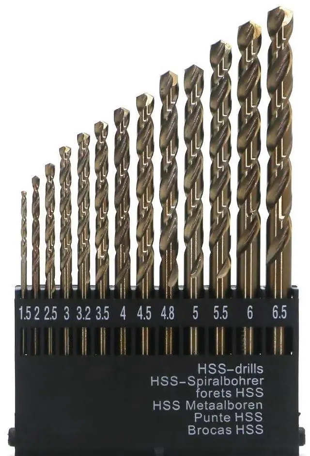 Main image of Metric Cobalt Drill Bits Set 1.5-6.5mm 13PCS, M35 high speed steel, high hardness straight shank drill, mechanical or hand drill for drilling, suitable for stainless steel, iron, copper and aluminum.