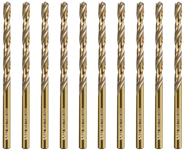 Main image of Cobalt Drill Bit Set, 10Pcs 11/64" M35 High Speed Steel Jobber Length Drill Bit Kit for Hardened Metal, Stainless Steel, Cast Iron, Wood and Plastic, with Index Storage Case