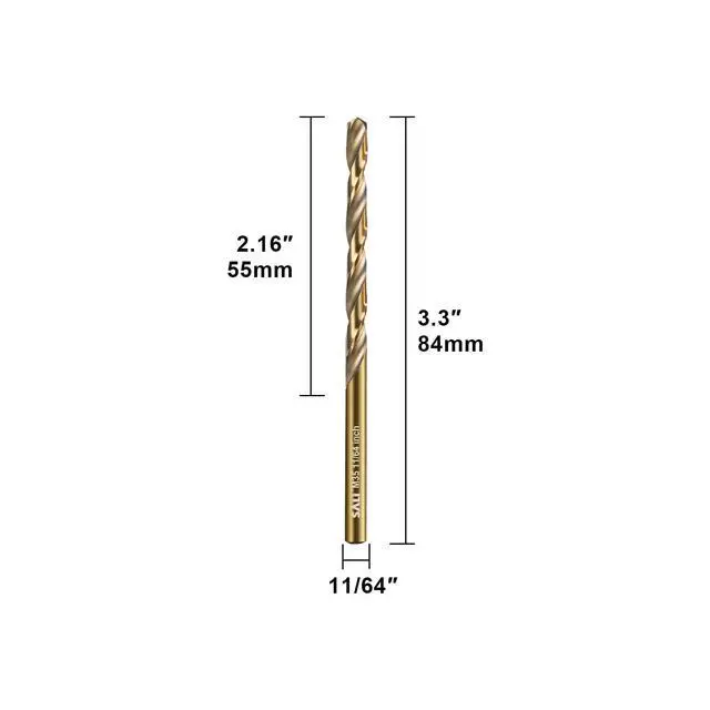 Alt view image 2 of 6 - Cobalt Drill Bit Set, 10Pcs 11/64" M35 High Speed Steel Jobber Length Drill Bit Kit for Hardened Metal, Stainless Steel, Cast Iron, Wood and Plastic, with Index Storage Case