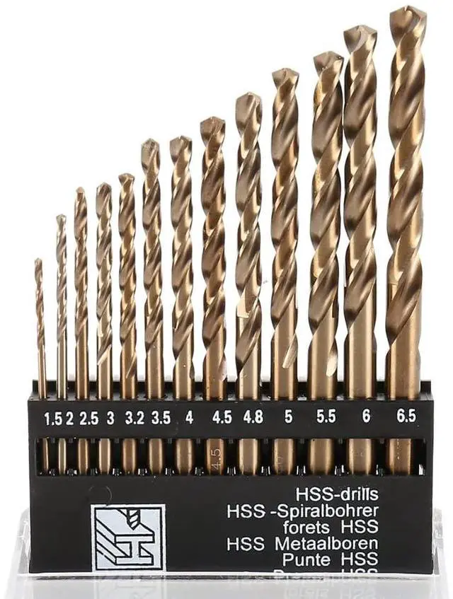Main image of Cobalt Metric Drill bits Set 1.5-6.5mm/13PCS High-Speed Steel Drill bit for Stainless Steel, Hard Metal, Cast Iron, Copper, Aluminum Plastic