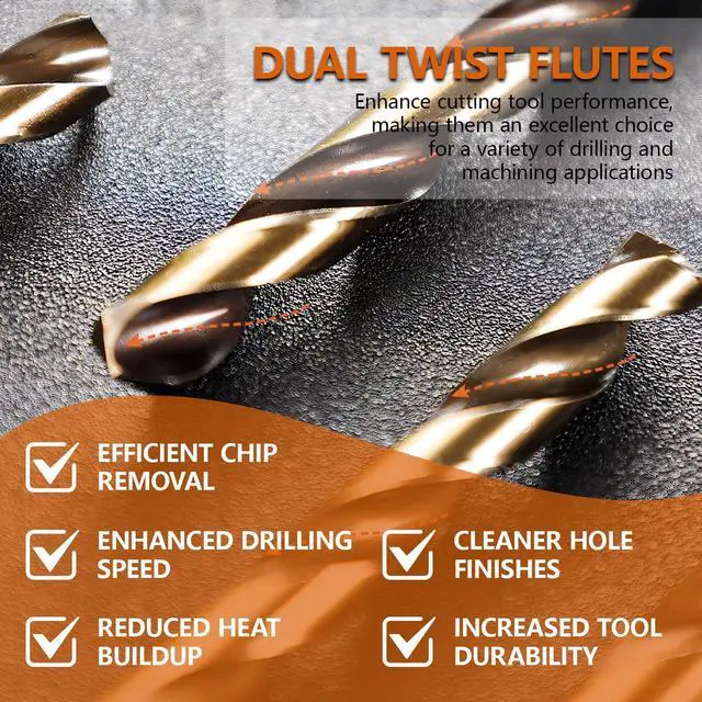 Alt view image 5 of 7 - 13-Piece M35 Cobalt Drill Bit Set, Metric 1.5mm - 6.5mm, 5% Cobalt HSS-Co Jobber Length Twist Bits for Hardened Steel, Stainless Steel & Cast Iron, Fully Ground 135° Split Point in Metal Case
