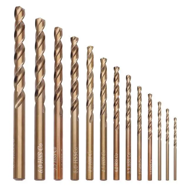 Alt view image 2 of 6 - M35 Cobalt Drill Bit Set HSS Twist Drill Bits Set Jobber Length Round Shank for Stainless Steel, Hard Metal, Cast Iron, Plastic and Wood with Metal Storage Case (1/16-1/4 Inch, 13PCS)