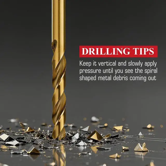 Alt view image 3 of 7 - 13pcs HSS Drill Bit Set, Titanium Coating High Speed Steel Drill Bit Set (1/16"-1/4") for Sheet Metal, Wood, Plastic, Quick Change Design