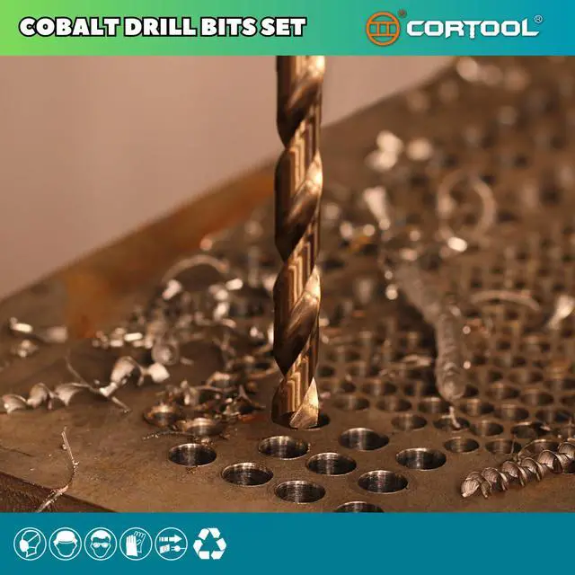 Alt view image 2 of 6 - 13/64 inch Cobalt Drill Bits (12Pcs), M35 HSS Metal Jobber Length Twist Drill Bit Set for Hard Metal, Stainless Steel, Iron, Copper, Aluminium, Brass, Plastic & Wood