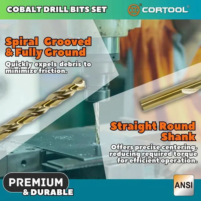 Alt view image 4 of 6 - 13/64 inch Cobalt Drill Bits (12Pcs), M35 HSS Metal Jobber Length Twist Drill Bit Set for Hard Metal, Stainless Steel, Iron, Copper, Aluminium, Brass, Plastic & Wood