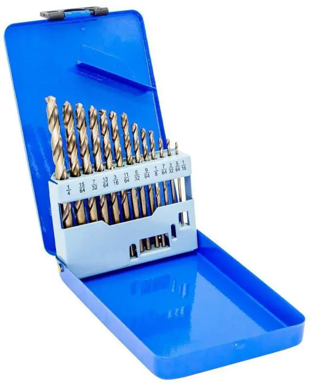 Main image of 13-Piece Cobalt Drill Bit Set M35 HSS Industrial Straight Shank Hand Drill Twist Drill Bits Suitable for Stainless Steel, Steel, Iron, Copper, Aluminum DIY Home Tool Repair 1/16"-1/4"