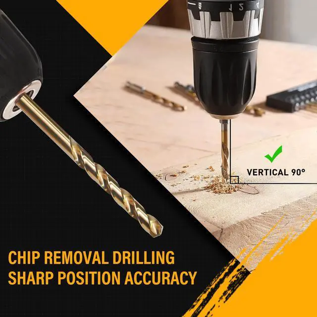 Alt view image 5 of 7 - 13 PCS Titanium Coated Hex Shank Drill Bit Set, HSS Twist Drill Bit Sets, Impact Driver Drill Bits for Wood, Steel, Metal, Plastic, Quick Change Design (1/16-1/4)