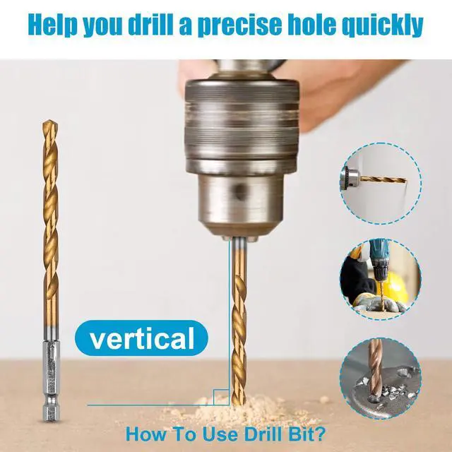 Alt view image 2 of 7 - 19 PCS Hex Shank Drill Bit Set, 1/16"-1/4" HSS Titanium Coated Twist Bits for Metal Wood Plastic, 4241 High Speed Steel Small Quick Change Drill Bits with Holder