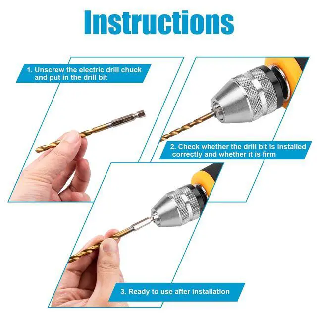 Alt view image 5 of 7 - 19 PCS Hex Shank Drill Bit Set, 1/16"-1/4" HSS Titanium Coated Twist Bits for Metal Wood Plastic, 4241 High Speed Steel Small Quick Change Drill Bits with Holder