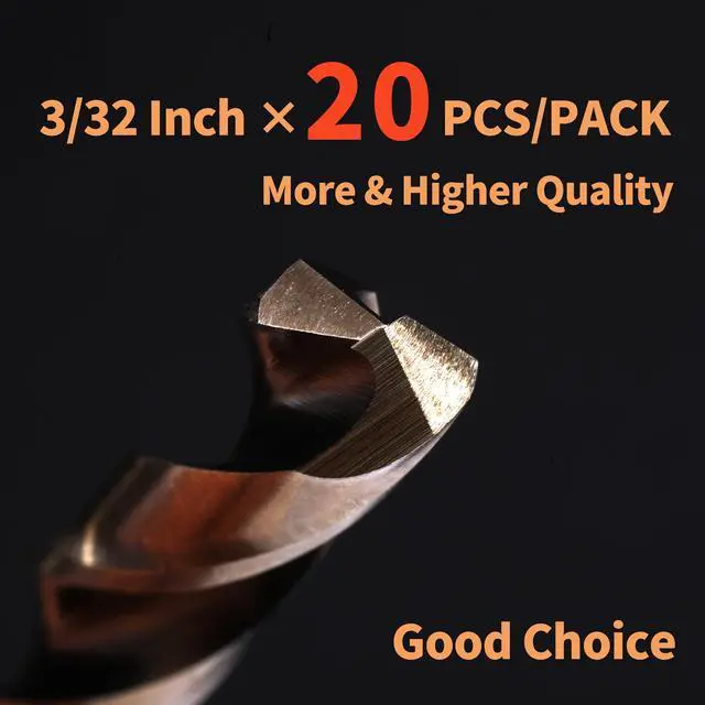 Alt view image 6 of 6 - (20PCS) 3/32" Cobalt Drill Bit, HSS M35 Metal Drill Bits for Steel, Stainless Steel, Cast Iron, Hard Plastic and Wood