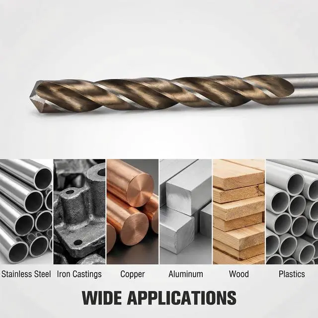 Alt view image 4 of 7 - 13Pcs Metal Drill Bit Set, 1/16"-1/4" M35 High Speed Stainless Steel Drill Bit, 135° Tip, Carbide Drills Bits for Hardened Metal Cast Iron Copper Aluminum Wood and Plastic with Index Storage Case
