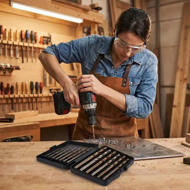 Alt view image 5 of 7 - 13Pcs Metal Drill Bit Set, 1/16"-1/4" M35 High Speed Stainless Steel Drill Bit, 135° Tip, Carbide Drills Bits for Hardened Metal Cast Iron Copper Aluminum Wood and Plastic with Index Storage Case