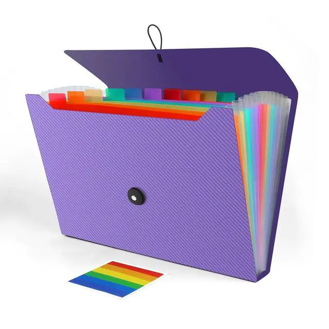 Main image of Accordion File Organizer, Expanding File Folder for Sorting Documents and Papers, 13 Pockets File Storage Organizer for Home, Travel and Office Use (Purple)