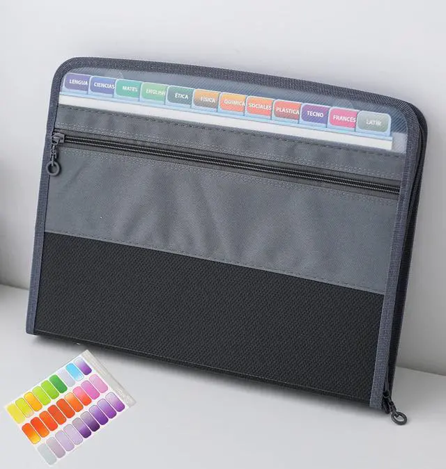 Main image of Expanding File Folder, 13 Pockets Document Organizer with Zipper, A4 Letter Size Portable Accordion Expanding File Folders with 27pcs Multicolor Labels for Home Office School Supplies (Black)