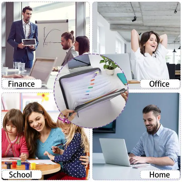 Alt view image 7 of 7 - Expanding File Folder, 13 Pockets Document Organizer with Zipper, A4 Letter Size Portable Accordion Expanding File Folders with 27pcs Multicolor Labels for Home Office School Supplies (Black)