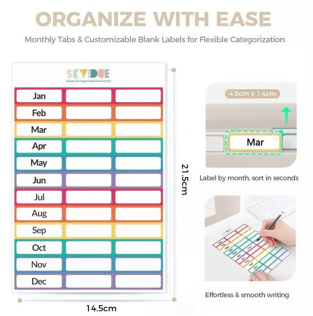 Alt view image 2 of 7 - 13 Pocket Expanding File Folder, Accordion Document Organizer with Monthly Labels, A4 & Letter Size for Tax Records, Medical Files, Receipts, Home Office Brown