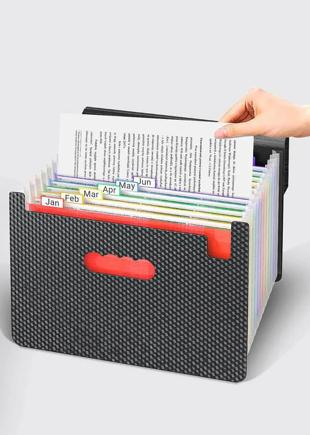 Alt view image 6 of 7 - Expanding File Folders,Accordion File Organizer with Handle,13 Pockets Expandable Filing Folders,Tabs Included Filing Box,Adjustable Strap,Bill Documents Organizer,A4/Letter Size,Diamond